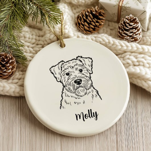 Persoonlijke Terriër Hond Kerstmis Keramisch Ornament