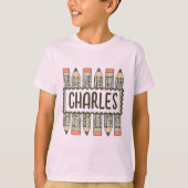 Persoonlijke 'Terug naar school'-potloodnaam T-shirt (Voorkant)