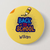 Persoonlijke "Terug naar school" pret-doodle Ronde Button 7,6 Cm (Voorkant)