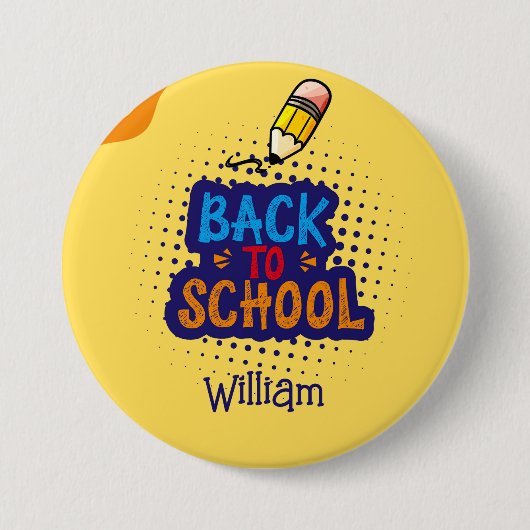 Persoonlijke "Terug naar school" pret-doodle Ronde Button 7,6 Cm (Voorkant)