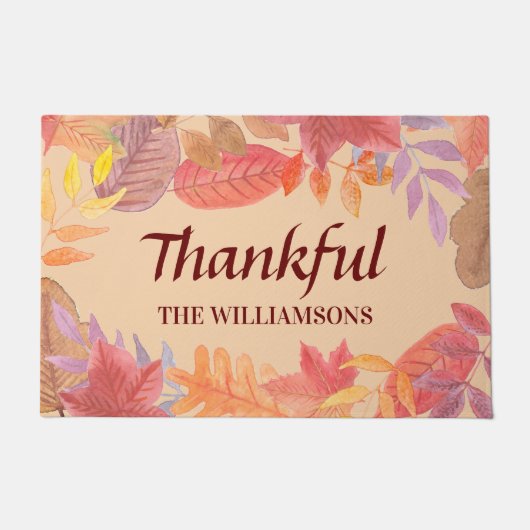 Persoonlijke Thankful Fall leves Doormat Deurmat (Voorkant)