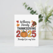 Persoonlijke Thanksgiving 2025 Pompoen Familie Briefkaart (Staand voorkant)