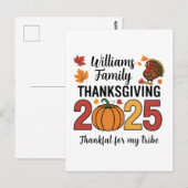 Persoonlijke Thanksgiving 2025 Pompoen Familie Briefkaart (Voorkant / Achterkant)