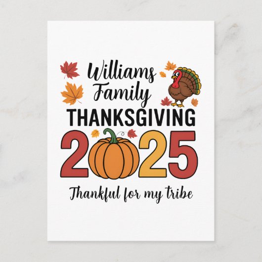 Persoonlijke Thanksgiving 2025 Pompoen Familie Briefkaart (Voorkant)
