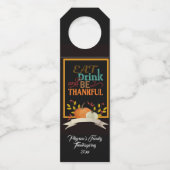 Persoonlijke Thanksgiving "Eat Drink & Be Thankful Flessenhanger (Voorkant)
