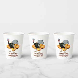 Persoonlijke Thanksgiving Familie Kalkoen Feest Papieren Bekers