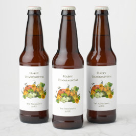 Persoonlijke Thanksgiving Herfst Herfst Pompoenen Bier Etiket