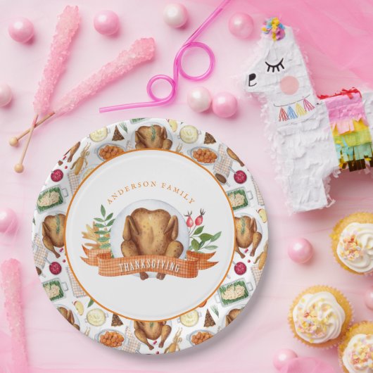 Persoonlijke Thanksgiving in Turkije Papieren Bordje (Feest)