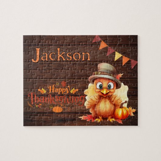 Persoonlijke Thanksgiving Kindernaam Puzzel (Horizontaal)