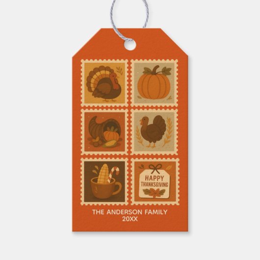 Persoonlijke Thanksgiving-stempelcollage  Cadeaulabel (Voorkant)