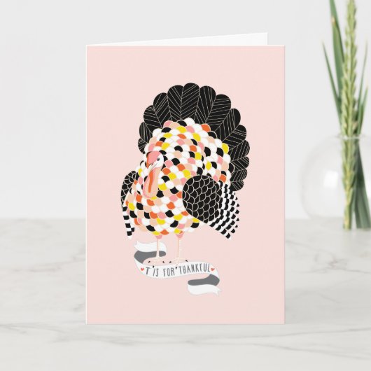 Persoonlijke THANKSGIVING THANKFUL TURKEY Feestdagen Kaart (Voorkant)