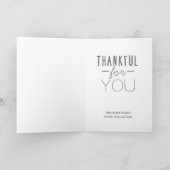 Persoonlijke THANKSGIVING THANKFUL TURKEY Feestdagen Kaart (Binnen)