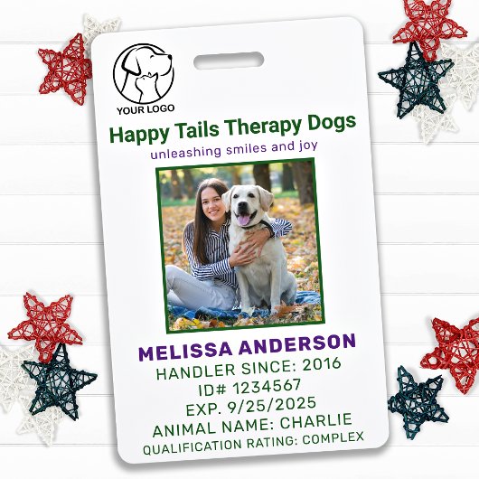 Persoonlijke therapie Dierlijke hond Foto ID Badge