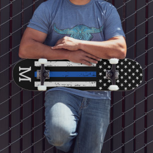 Persoonlijke thin Blue Line Flag Monogram Politie Persoonlijk Skateboard