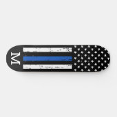 Persoonlijke thin Blue Line Flag Monogram Politie Persoonlijk Skateboard (Horizontaal)