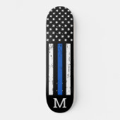 Persoonlijke thin Blue Line Flag Monogram Politie Persoonlijk Skateboard (Voorkant)