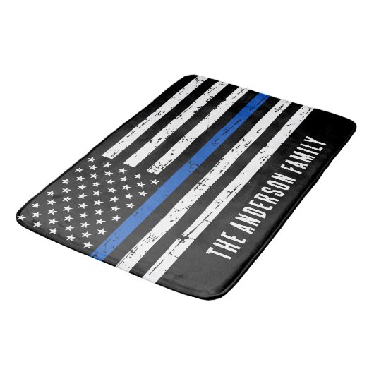 Persoonlijke Thin Blue Line Police Flag Bath Mat (Gekanteld)