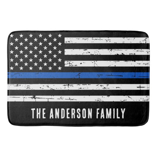 Persoonlijke Thin Blue Line Police Flag Bath Mat (Voorkant)