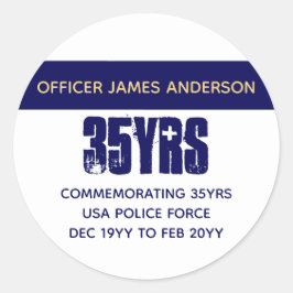 Persoonlijke Thin Blue Line-sticker voor Gepension Ronde Sticker