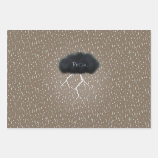 Persoonlijke thin cloudregen en blikseminslag inpakpapier vel (Voorkant 3)