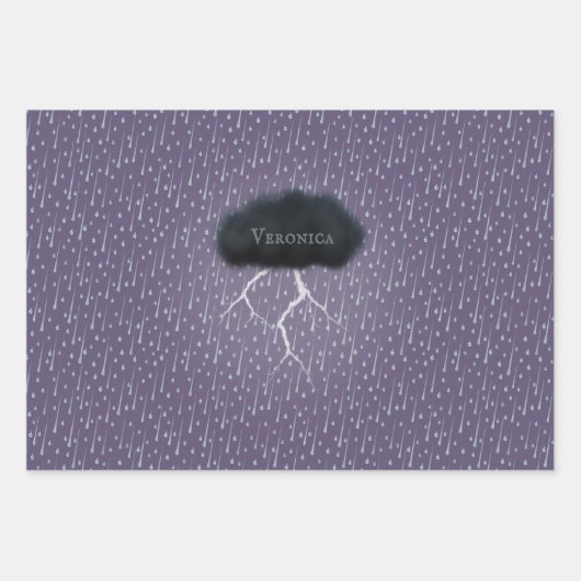 Persoonlijke thin cloudregen en blikseminslag inpakpapier vel (Voorkant 2)
