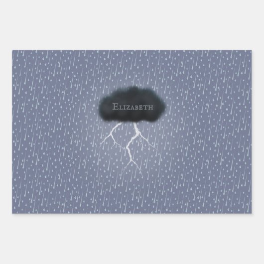Persoonlijke thin cloudregen en blikseminslag inpakpapier vel (Voorkant)