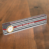 Persoonlijke Thin Red Line American Flag Display Naambordje (Zijkant)