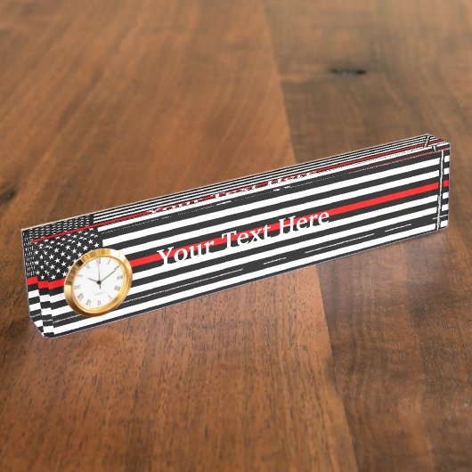 Persoonlijke Thin Red Line American Flag Display Naambordje (Zijkant)