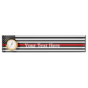 Persoonlijke Thin Red Line American Flag Display Naambordje