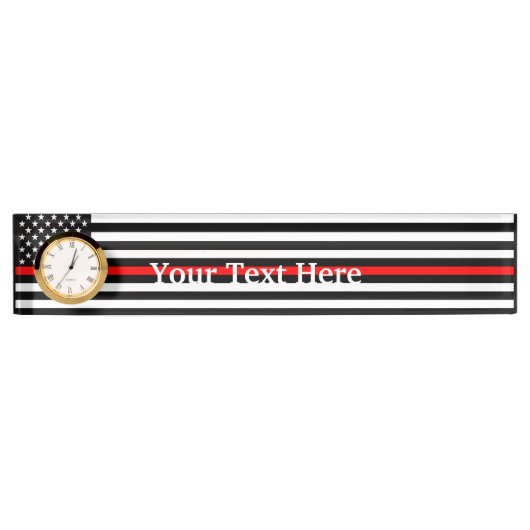 Persoonlijke Thin Red Line American Flag Display Naambordje (Voorkant)