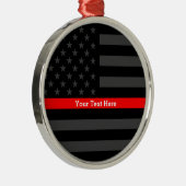 Persoonlijke Thin Red Line Grey US Flag Keepomwill Metalen Ornament (Rechts)