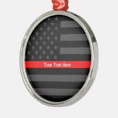 Persoonlijke Thin Red Line Grey US Flag Keepomwill Metalen Ornament (Links)