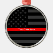Persoonlijke Thin Red Line Grey US Flag Keepomwill Metalen Ornament (Voorkant)