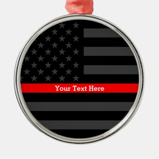 Persoonlijke Thin Red Line Grey US Flag Keepomwill Metalen Ornament (Voorkant)