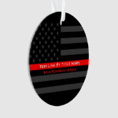 Persoonlijke Thin Red Line Grey US-vlag op een Ornament (voorkant)