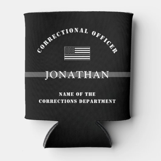 Persoonlijke Thin Silver Line Correction Officer Blikjeskoeler (Voorkant)