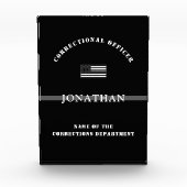 Persoonlijke Thin Silver Line Correction Officer Fotoblokken (Voorkant)