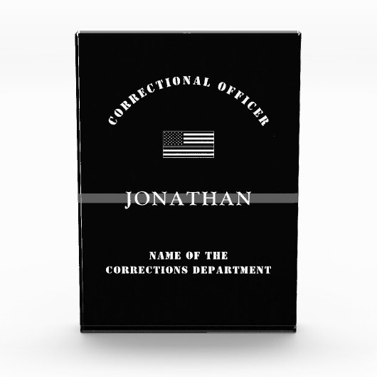 Persoonlijke Thin Silver Line Correction Officer Fotoblokken (Voorkant)