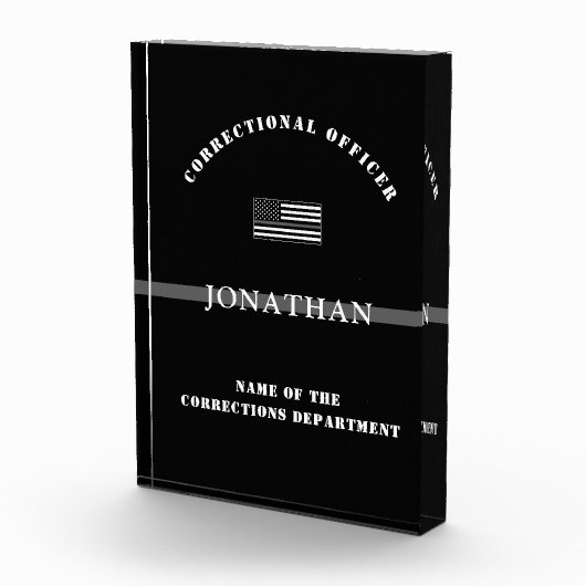 Persoonlijke Thin Silver Line Correction Officer Fotoblokken (Rechts)