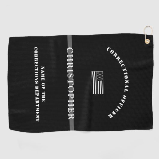 Persoonlijke Thin Silver Line Correction Officer Golfhanddoek (Horizontaal)