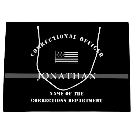 Persoonlijke Thin Silver Line Correction Officer Groot Cadeauzakje (Voorkant)