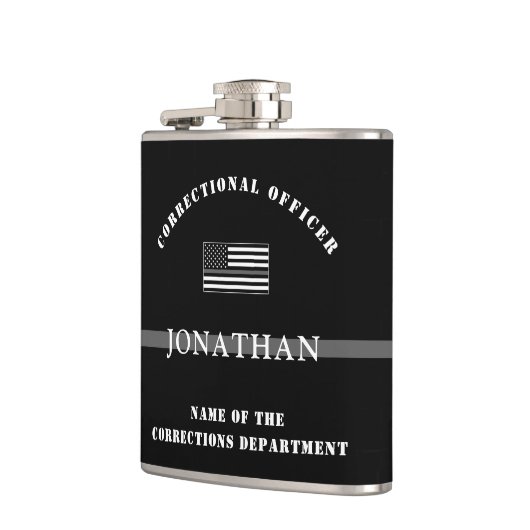 Persoonlijke Thin Silver Line Correction Officer Heupfles (Links)