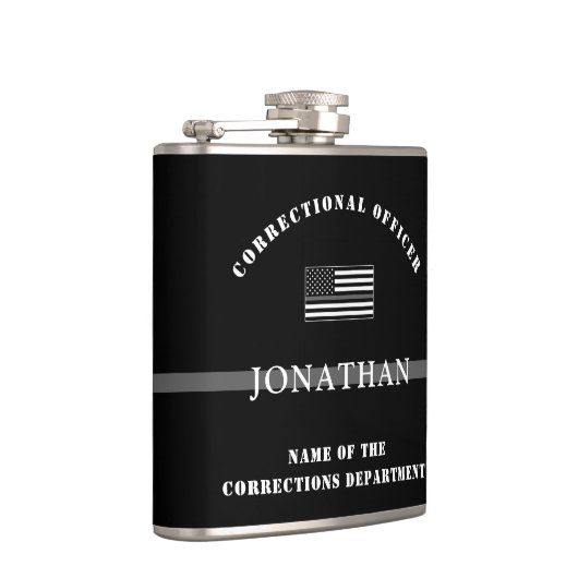 Persoonlijke Thin Silver Line Correction Officer Heupfles (Rechts)