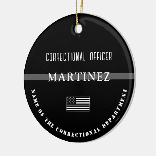 Persoonlijke Thin Silver Line Correction Officer Keramisch Ornament (Links)