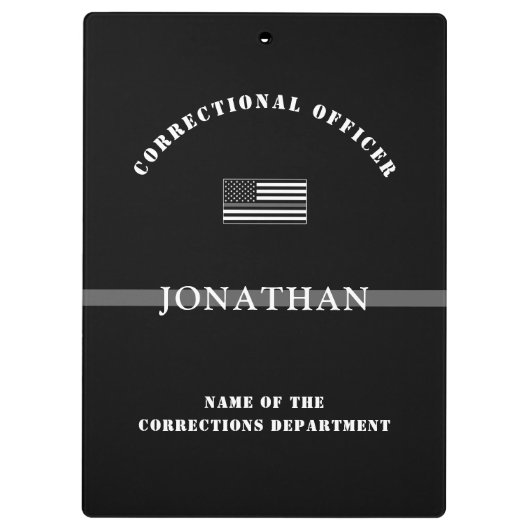 Persoonlijke Thin Silver Line Correction Officer Klembord (Achterkant)