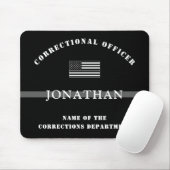 Persoonlijke Thin Silver Line Correction Officer Muismat (Met muis)