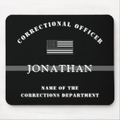 Persoonlijke Thin Silver Line Correction Officer Muismat (Voorkant)