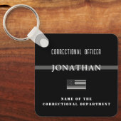 Persoonlijke Thin Silver Line Correction Officer Sleutelhanger (Voorkant)