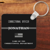 Persoonlijke Thin Silver Line Correction Officer Sleutelhanger (Achterkant)