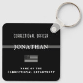 Persoonlijke Thin Silver Line Correction Officer Sleutelhanger (Achterkant)